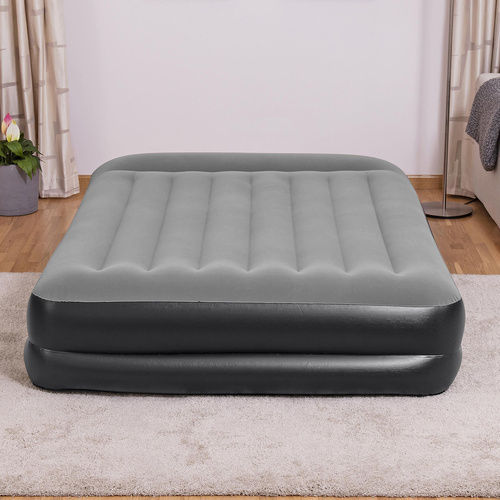 Aufblasbare Camping-Luftmatratze Doppel mit Integrierter Handpumpe 203x152x46cm Grau