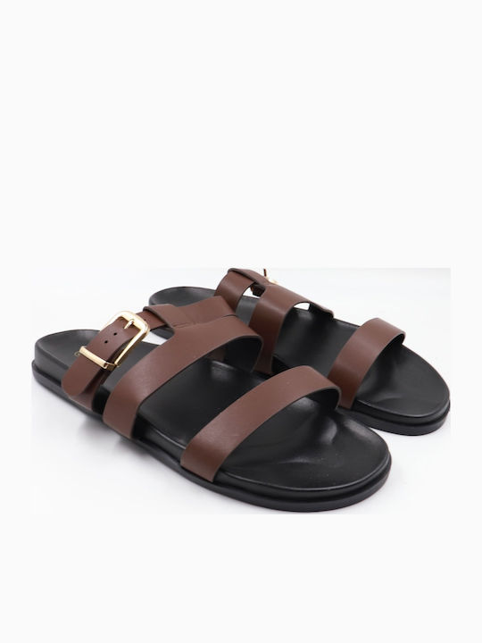Damen Flache Sandalen Braun