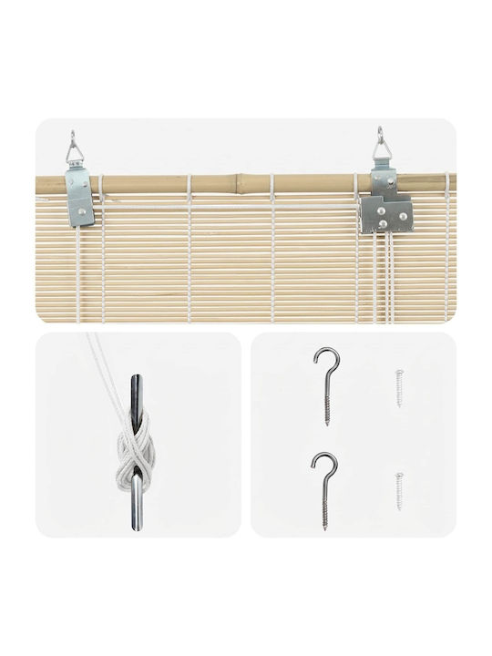 vidaXL Bamboo Roller Blind in Beige 50x220 cm