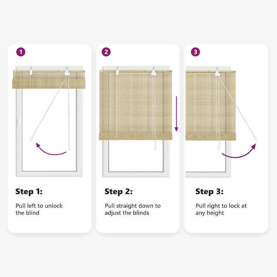 vidaXL Bamboo Roller Blind in Beige 50x220 cm