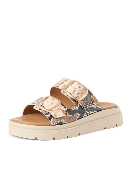 Damen Flache Sandalen Beige