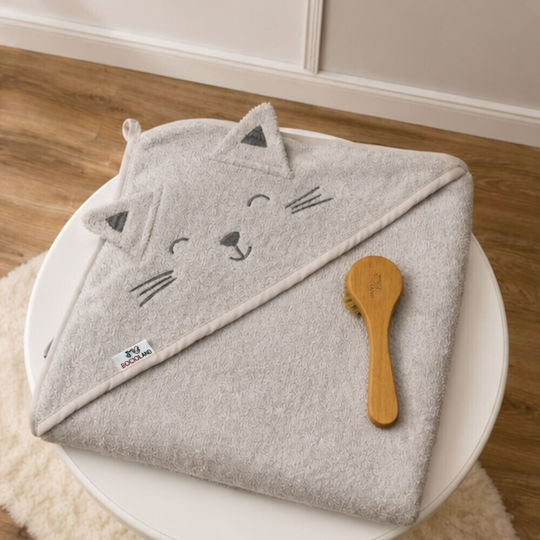 Bocioland Baby-Badetuch mit Kapuzen Grau 95x95cm