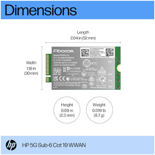 Hp 5g Sub-6 Cat 19 Wwan Am5r4aa 5g Ραδιο-modem Φορητούς Υπολογιστές