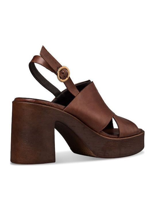 Damen Sandalen Braun Leder