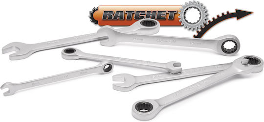Ratchet Combination Wrench Set 8-17 Mm Chrome Vanadium Steel 6 Pieces