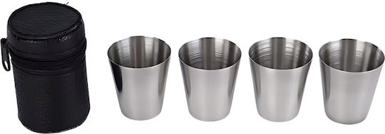 Silver Hip Flask 220ml 4 Shot Glasses 30ml