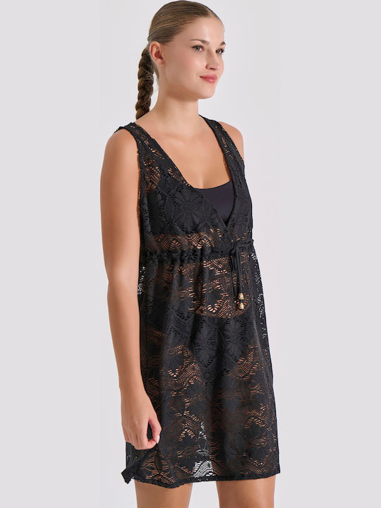 Milena by Paris Καφτάνι Παραλίας Μαύρο Milena by Paris Καφτάνι Παραλίας Μαύρο