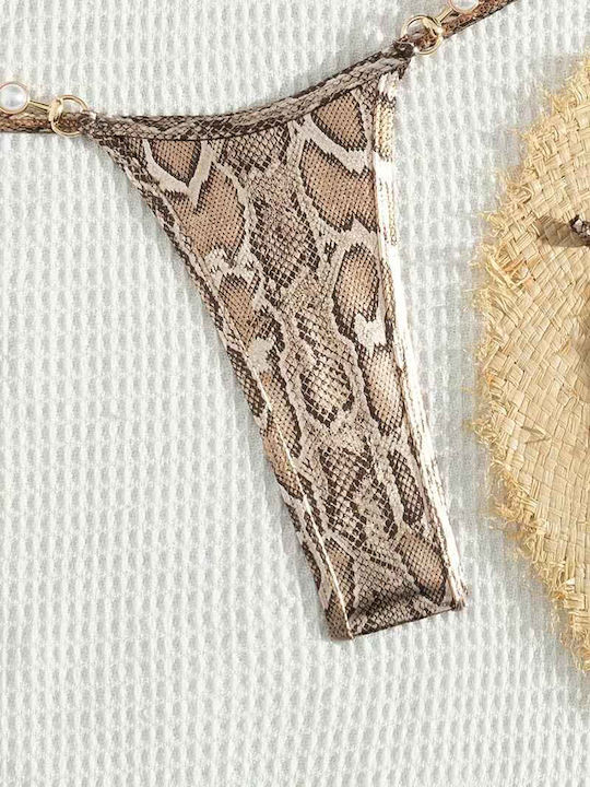 Set Bikini String Animal Print Χρυσό