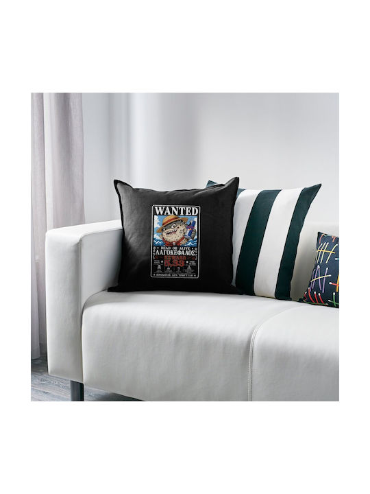 Koupakoupa Koupakoupa Sofa Cushion Lobster Head Wanted Dead Or Alive 100% Cotton Black 50x50cm