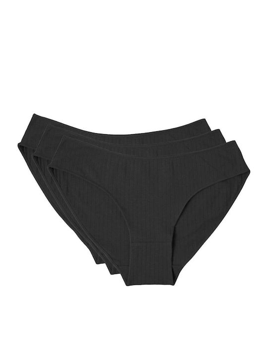 Baumwolle Damen-Slips 3er Pack Schwarze