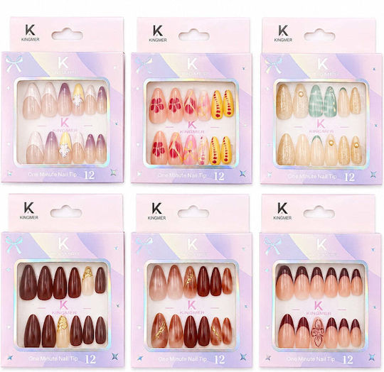 Artificial Nail Almond Flowers 6 Colors – Set 12 Pcs