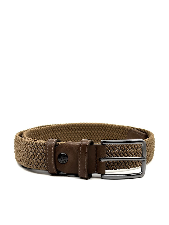 Elastische Herren Gürtel Leder Gestrickt Tabac LGD-162/A Tan
