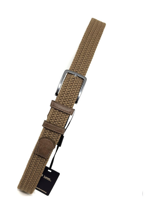 Elastische Herren Gürtel Leder Gestrickt Tabac LGD-162/A Tan