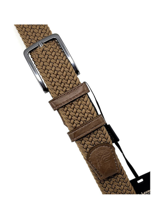 Elastische Herren Gürtel Leder Gestrickt Tabac LGD-162/A Tan
