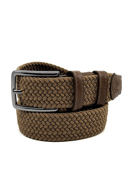 Elastische Herren Gürtel Leder Gestrickt Tabac LGD-162/A Tan