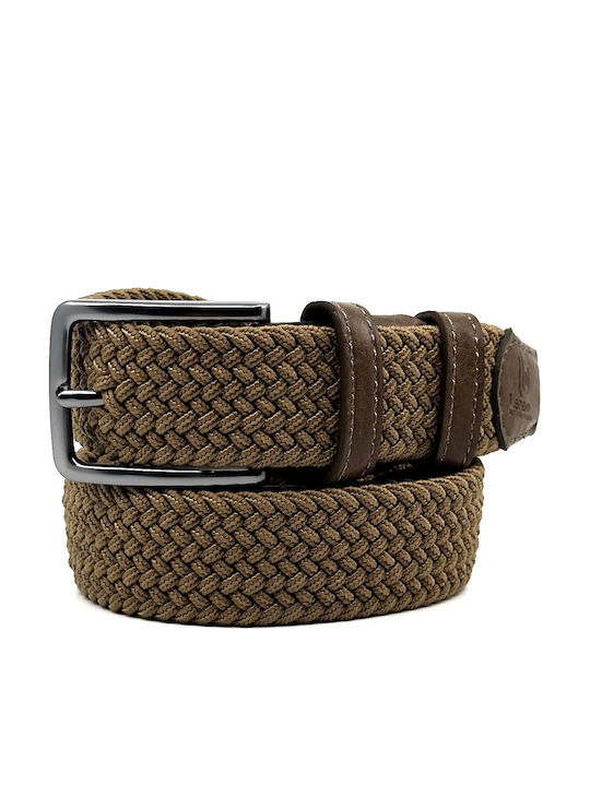 Elastische Herren Gürtel Leder Gestrickt Tabac LGD-162/A Tan
