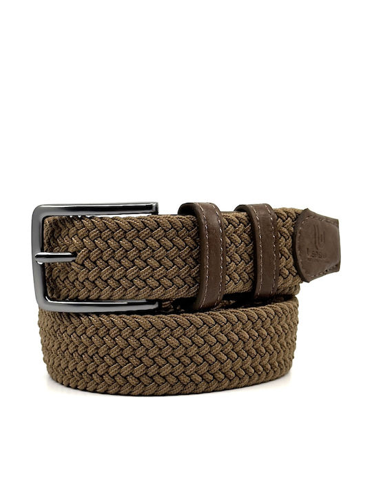 Elastische Herren Gürtel Leder Gestrickt Tabac LGD-162/A Tan