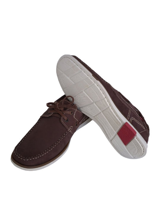 Leather Men's Boat Shoes in Brown Colour