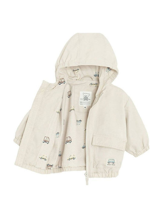Waterproof Kids Casual Jacket with Hood Beige
