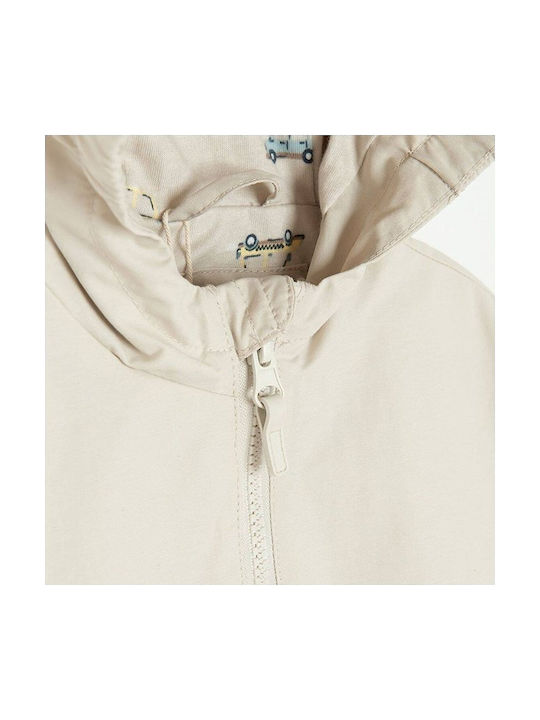 Waterproof Kids Casual Jacket with Hood Beige