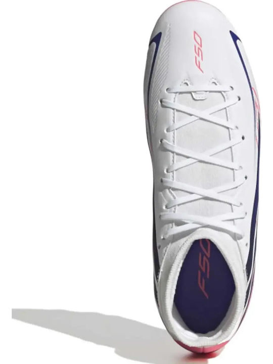 adidas F50 Hyperfast Club Mid FG Football Shoes with White Cleats