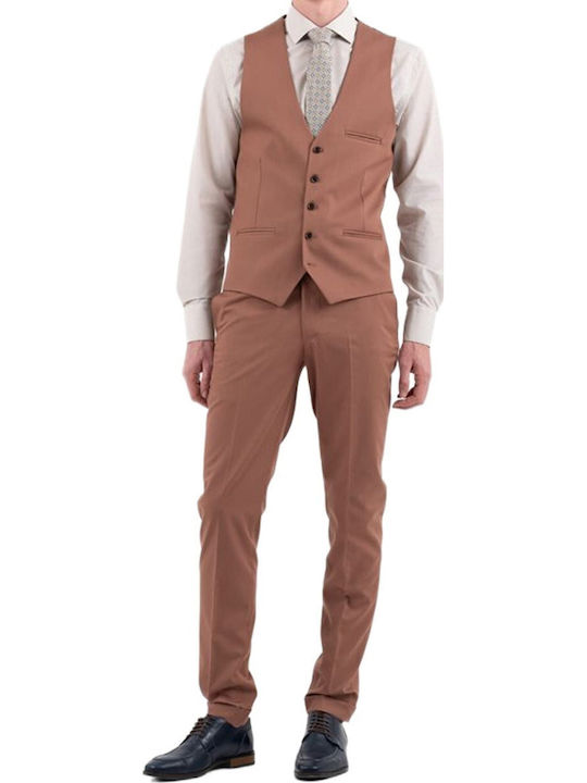 Men's Suit with Vest Slim Fit Cinnamon