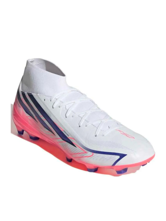 adidas F50 Hyperfast League Mid FG White Football Shoes with Cleats