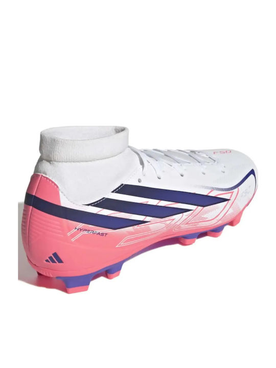 adidas F50 Hyperfast Club Mid FG Football Shoes with White Cleats