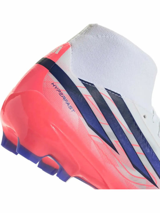 adidas F50 Hyperfast League Mid FG White Football Shoes with Cleats