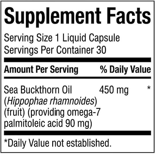Swanson Omega-7 Oil From Sea Buckthorn Oil 450mg 30 Liquid Caps