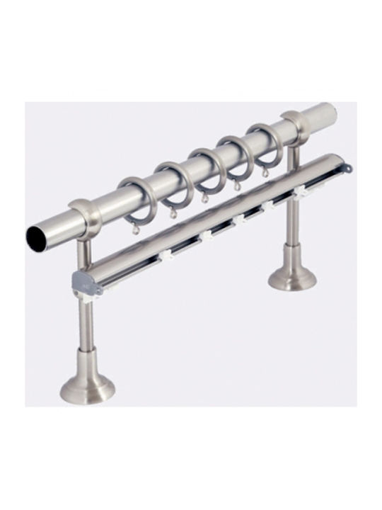 Metallic Curtain Pole Senso Double with Rod Ø25mm 120cm Silver