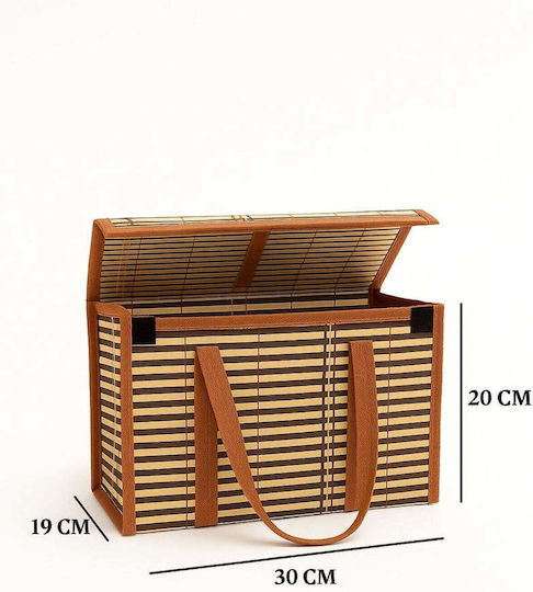 SteweHome Aufbewahrungskorb Bamboo mit Deckel Mehrfarbig 30x20x19cm
