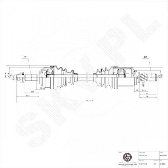 Halbachse Nissan Micra C Micra III Note Vorderseite Linke 391011U600