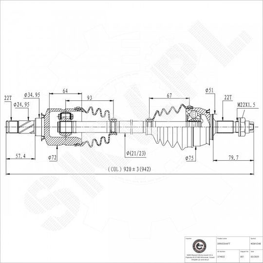 Half Axle Opel Adam Corsa D Corsa E Front Right 374632