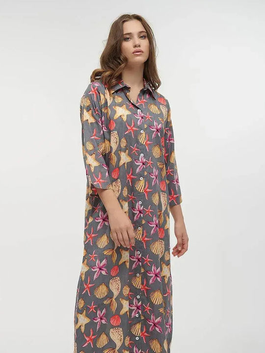 Ble Resort Collection Γυναικείο Φόρεμα Παραλίας Γκρι