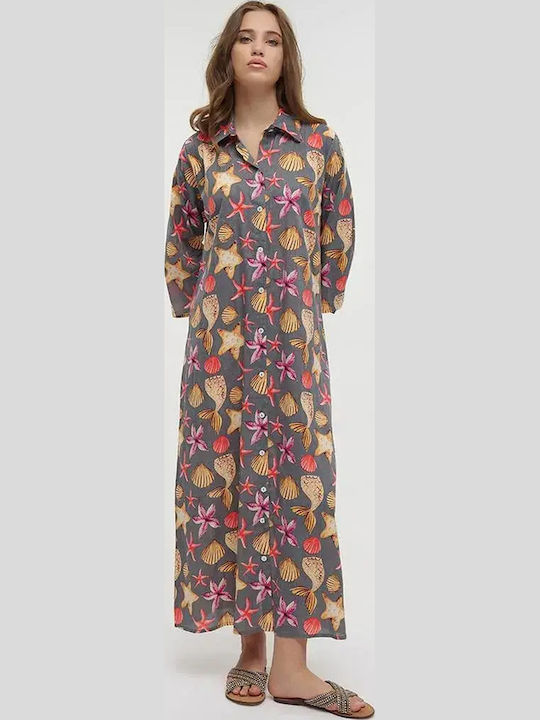Ble Resort Collection Γυναικείο Φόρεμα Παραλίας Γκρι