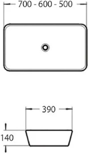 Tema Vessel Porcelain Sink 70x39cm White