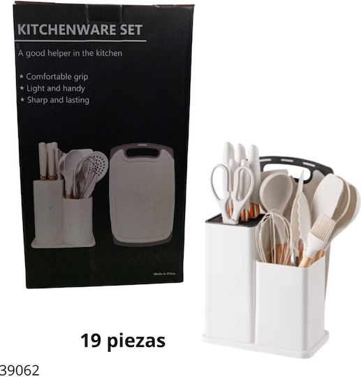 Kochgeschirr-Set Aus Silikon Mit Ständer 19 Stück Weiß