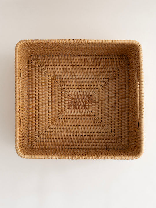 SteweHome Διακοσμητικό Καλάθι Ψάθινο Μπεζ 30x28x16εκ.