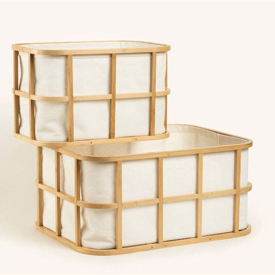 SteweHome Decorative Bamboo Basket Multicolour 32x23x20cm