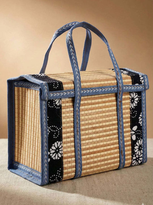 SteweHome Decorative Bamboo Basket with Cap Yellow 45x45cm