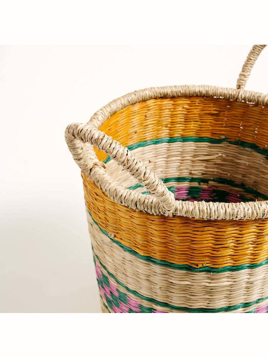 SteweHome Διακοσμητικό Καλάθι Ψάθινο Πολύχρωμο 27x30εκ.