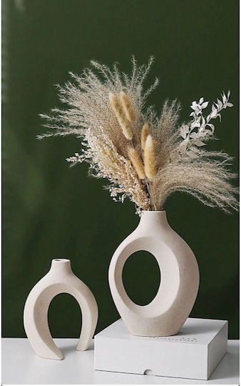 SteweHome Set Decorative White Ceramic Vases