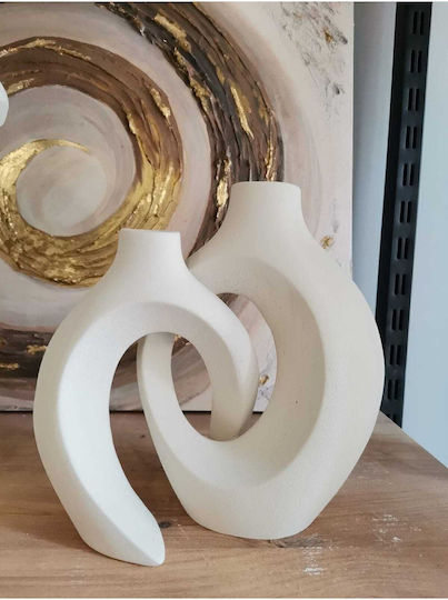 SteweHome Set Decorative White Ceramic Vases