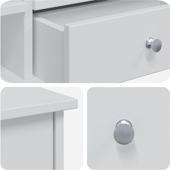 Floor-standing Makeup Dressing Table from Solid Wood White with Mirror 100x50x103.5cm