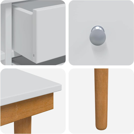 Floor-standing Makeup Dressing Table from Solid Wood White with Mirror 76x50x103.5cm