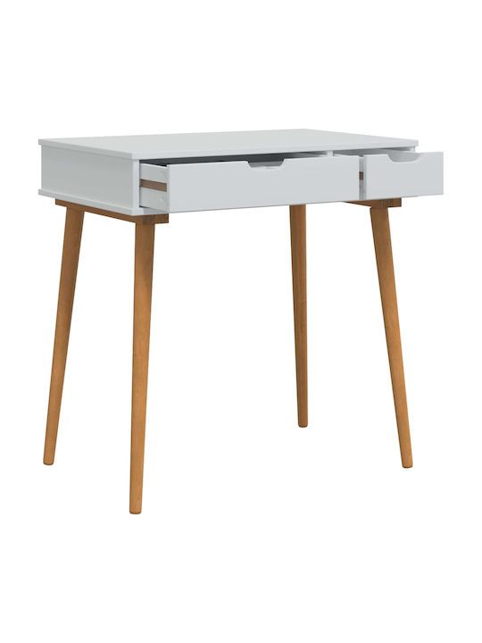 Bodenstehende Schminktisch aus Massivholz Weiß mit Spiegel 76x50x143cm