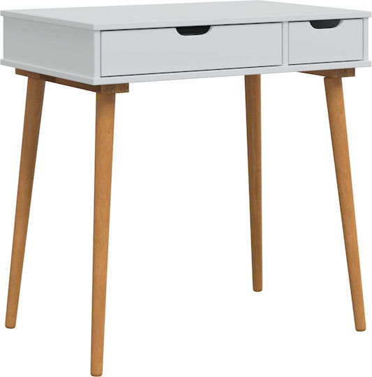 Floor-standing Makeup Dressing Table from Solid Wood White with Mirror 76x50x103.5cm