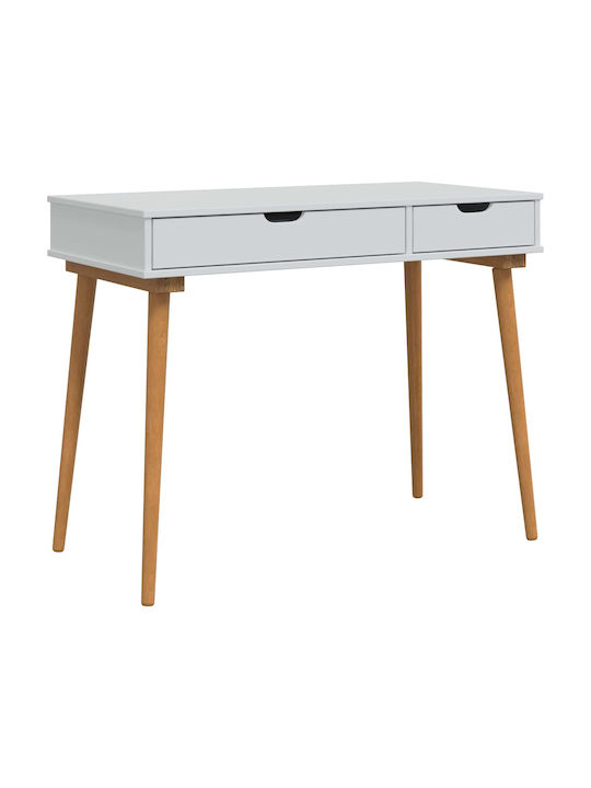 Bodenstehende Schminktisch aus Massivholz Weiß mit Spiegel 100x50x103.5cm