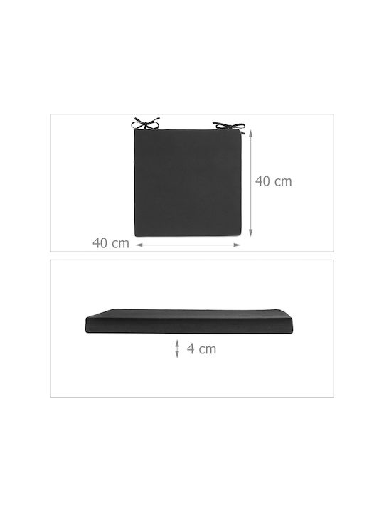SteweHome Garden Chair Cushion Black 4 Pieces 40x40 cm